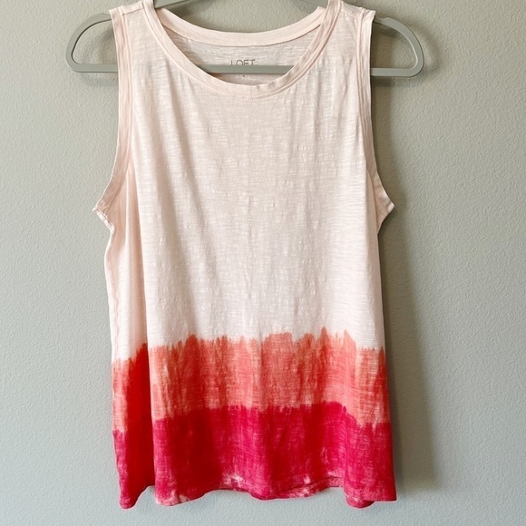 Ann Taylor LOFT NWT Pink Dip Dye Ombré Tank Top Size Medium - Picture 1 of 8